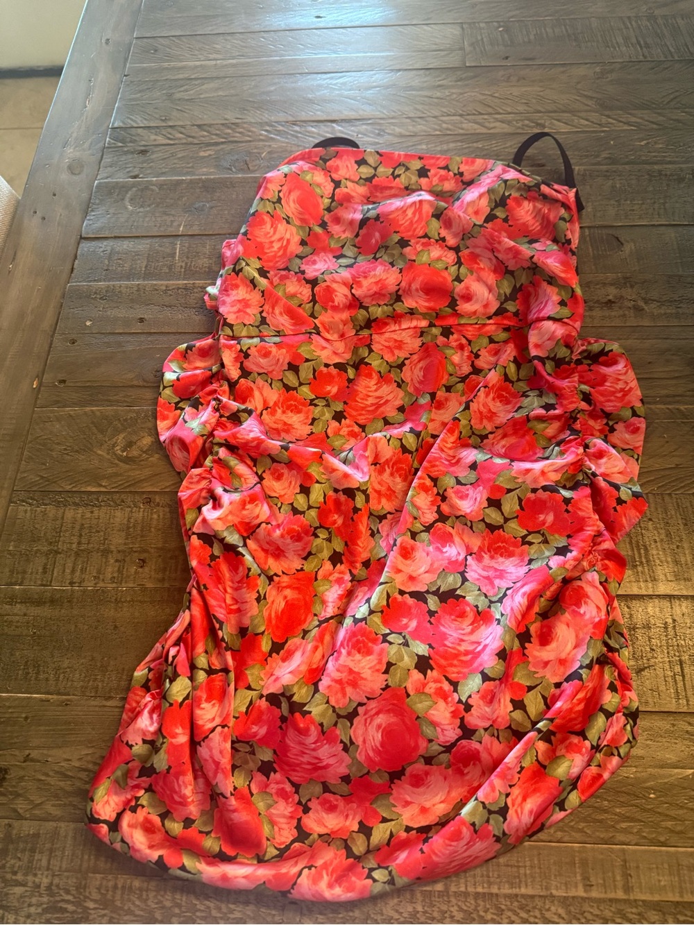 For Love & Lemons Strapless Floral Dress in Red and Pink